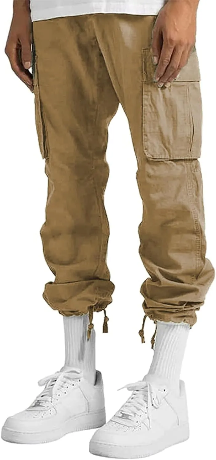 LYRXXX Men's Casual Cargo Pants Hiking Pants Workout Joggers Sweatpants for Men
