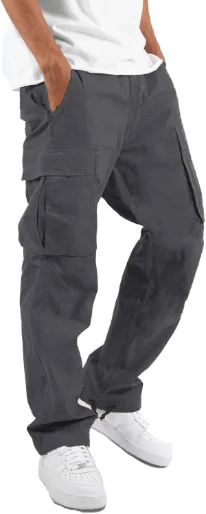 LYRXXX Men's Casual Cargo Pants Hiking Pants Workout Joggers Sweatpants for Men