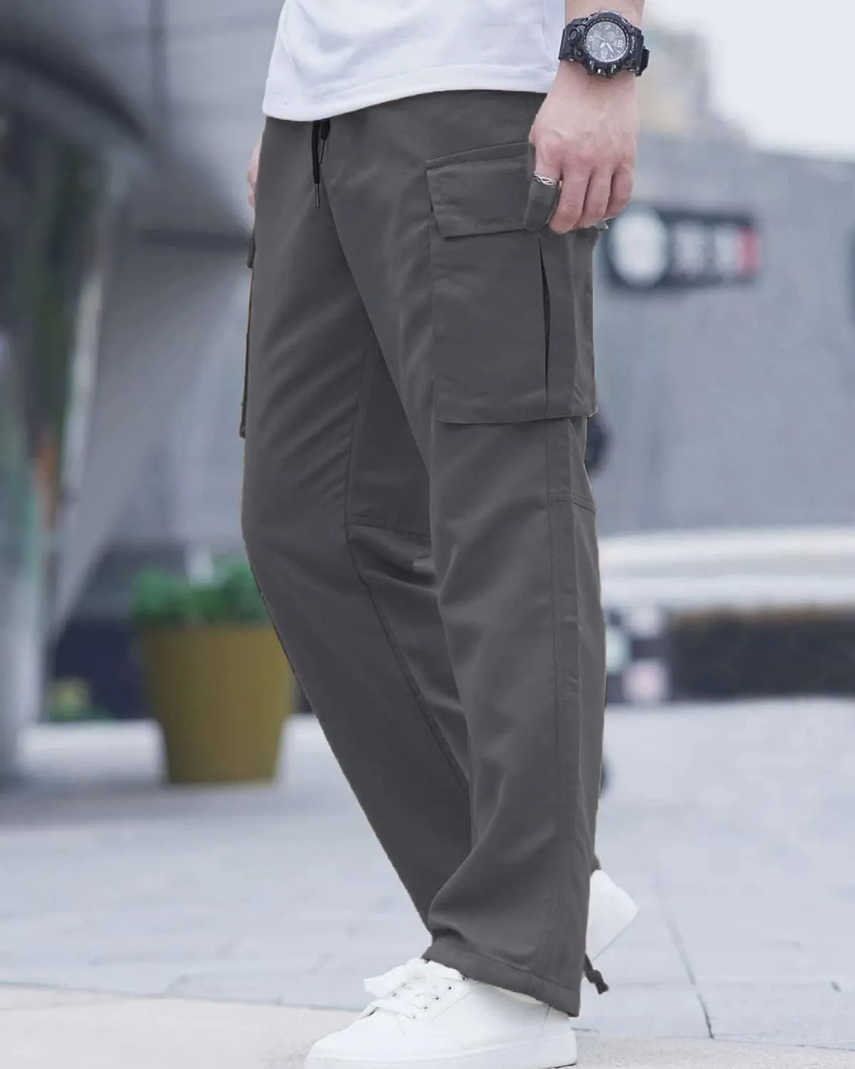 LYRXXX Men's Casual Cargo Pants Hiking Pants Workout Joggers Sweatpants for Men