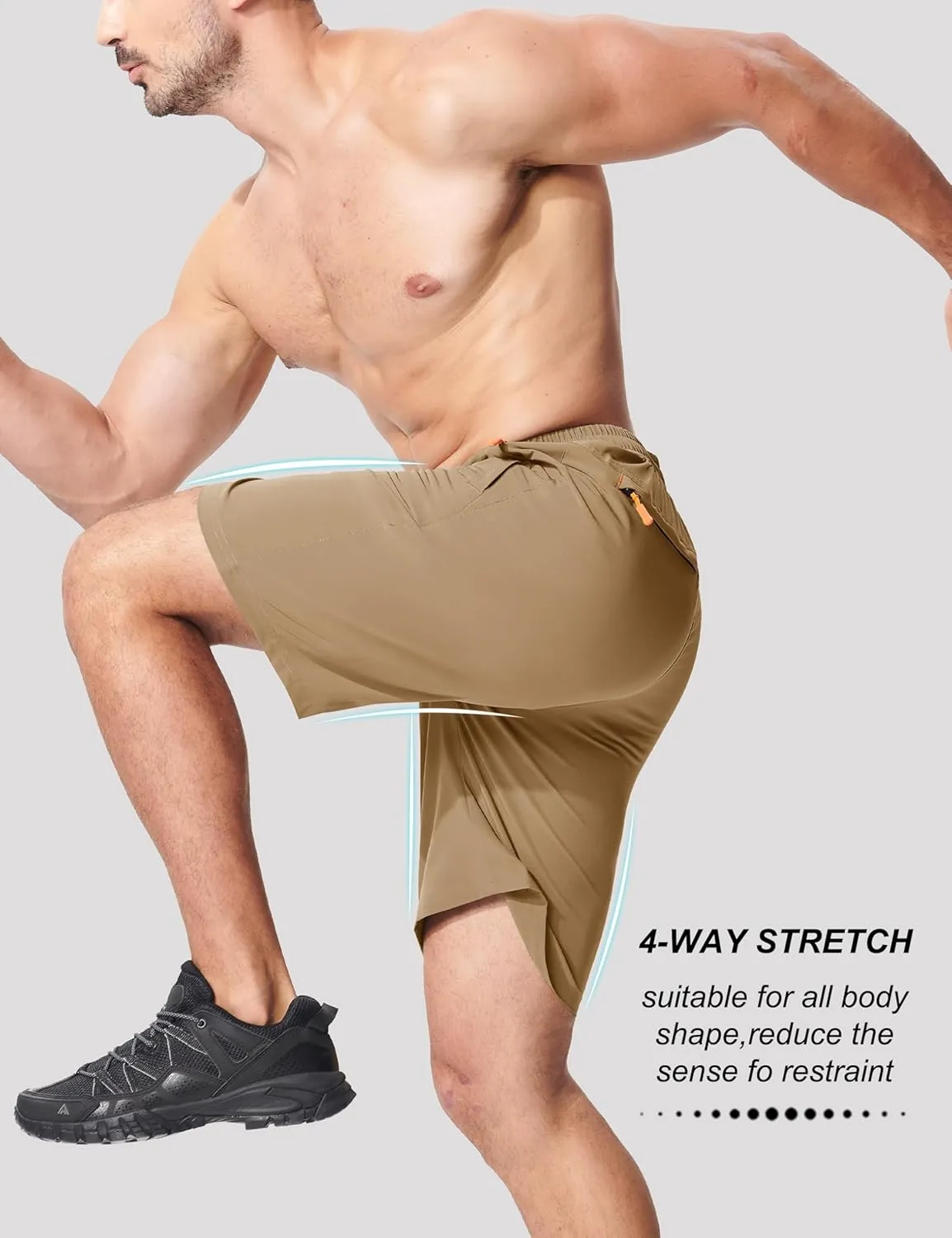 MAGCOMSEN Men's Hiking Shorts 9" Quick Dry Lightweight Running Shorts with Zipper Pockets for Workout Athletic Sport