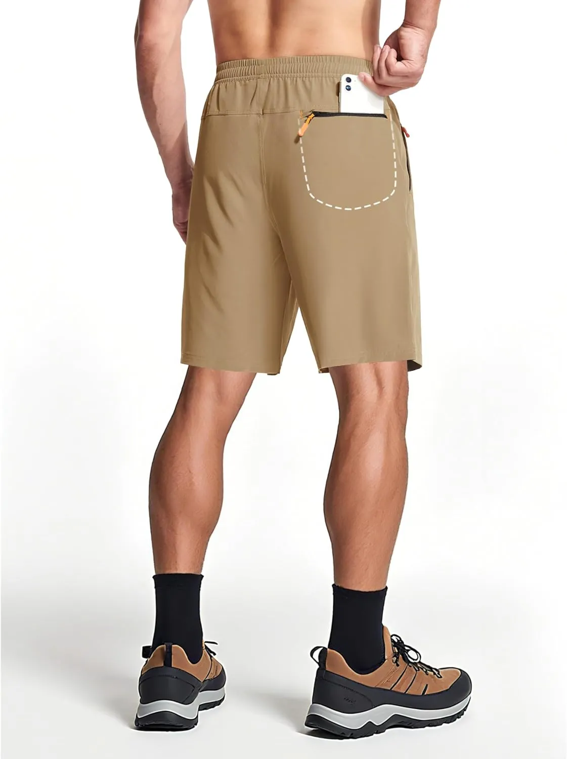 MAGCOMSEN Men's Hiking Shorts 9" Quick Dry Lightweight Running Shorts with Zipper Pockets for Workout Athletic Sport