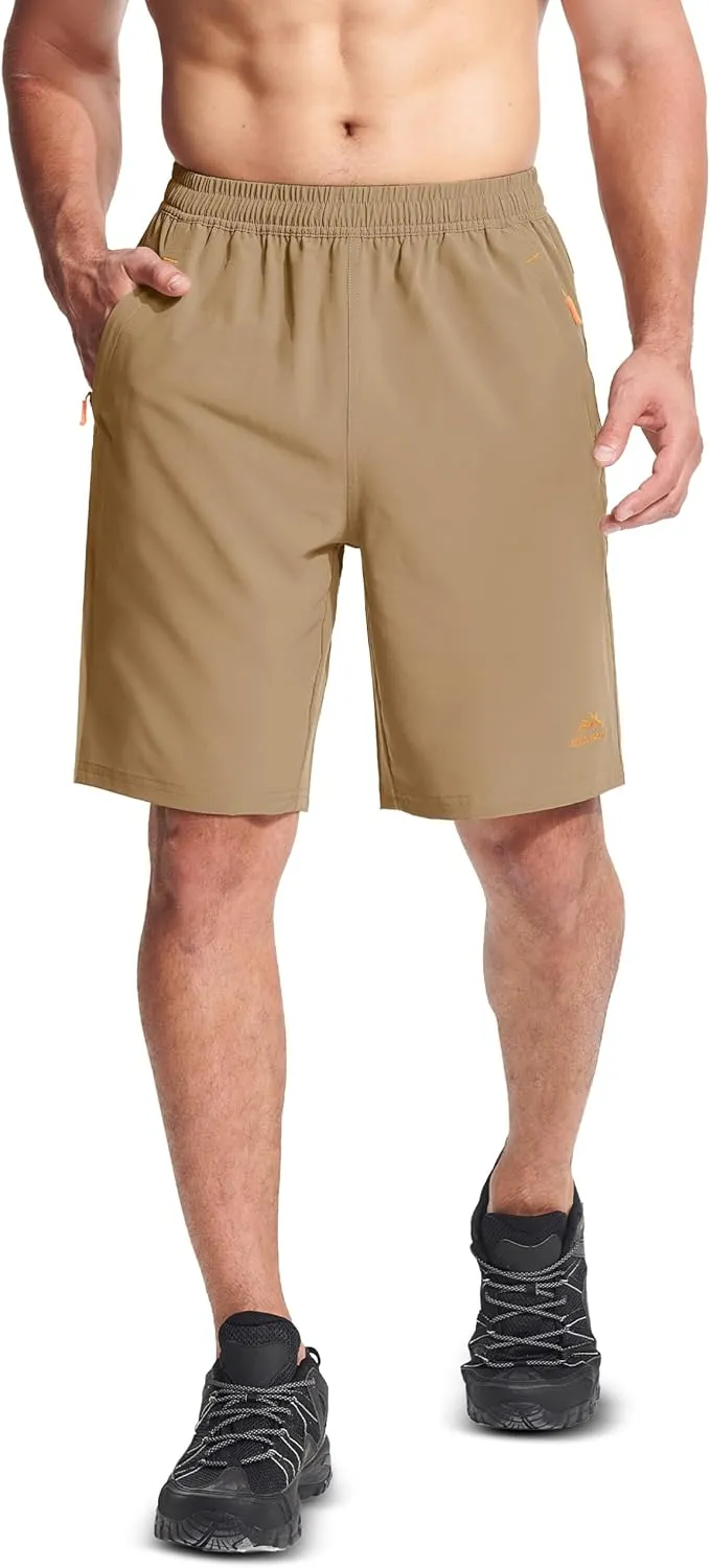MAGCOMSEN Men's Hiking Shorts 9" Quick Dry Lightweight Running Shorts with Zipper Pockets for Workout Athletic Sport