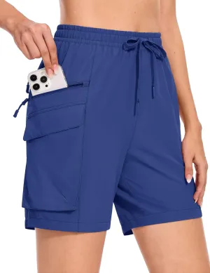 MAGCOMSEN Women's 7" Hiking Cargo Shorts Quick Dry Lightweight Golf Athletic Summer Outdoor Shorts with 4 Pockets