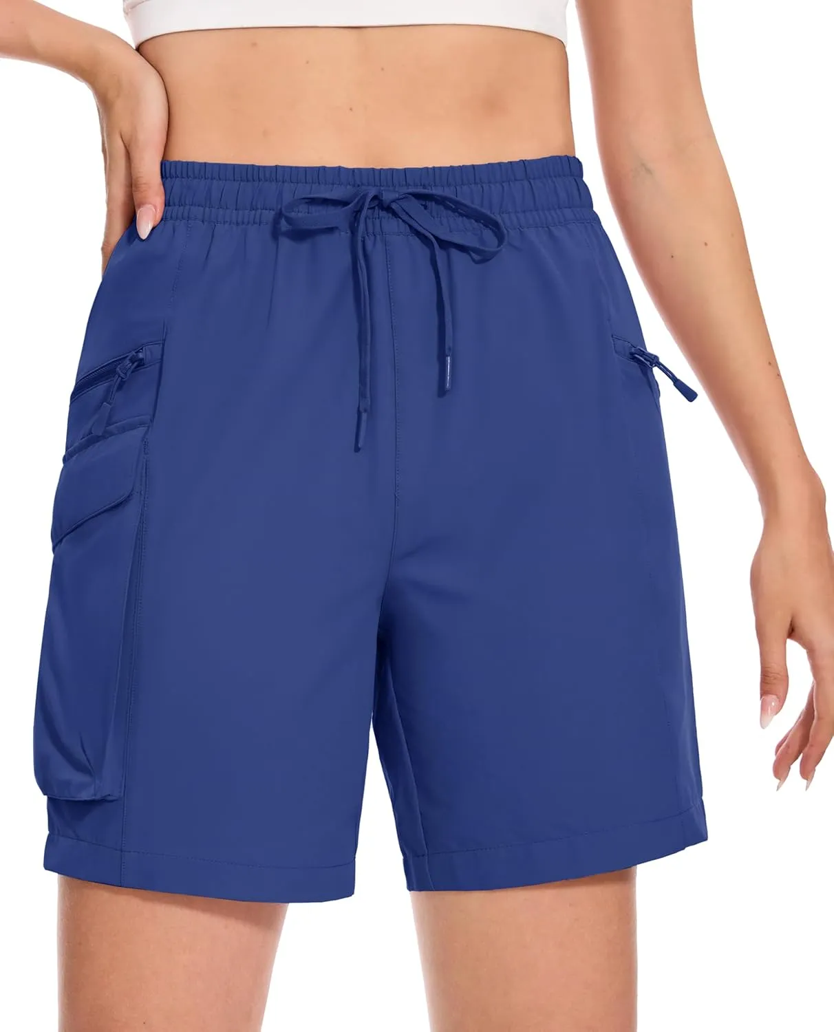 MAGCOMSEN Women's 7" Hiking Cargo Shorts Quick Dry Lightweight Golf Athletic Summer Outdoor Shorts with 4 Pockets