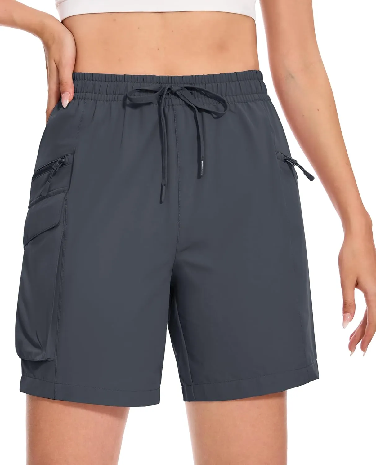 MAGCOMSEN Women's 7" Hiking Cargo Shorts Quick Dry Lightweight Golf Athletic Summer Outdoor Shorts with 4 Pockets