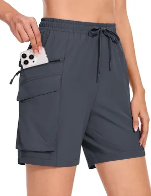 MAGCOMSEN Women's 7" Hiking Cargo Shorts Quick Dry Lightweight Golf Athletic Summer Outdoor Shorts with 4 Pockets