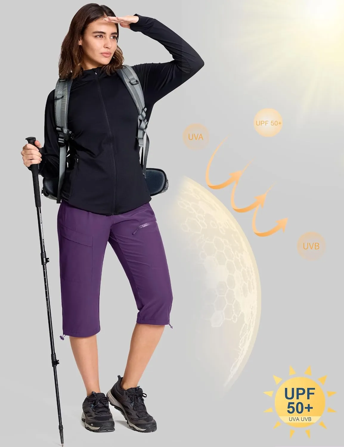 MAGCOMSEN Women's Hiking Capri Pants UPF 50  Lightweight Quick Dry Casual Golf Cargo Crop Pants with 5 Pockets Summer