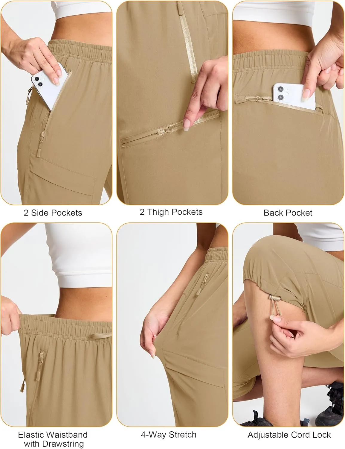 MAGCOMSEN Women's Hiking Capri Pants UPF 50  Lightweight Quick Dry Casual Golf Cargo Crop Pants with 5 Pockets Summer