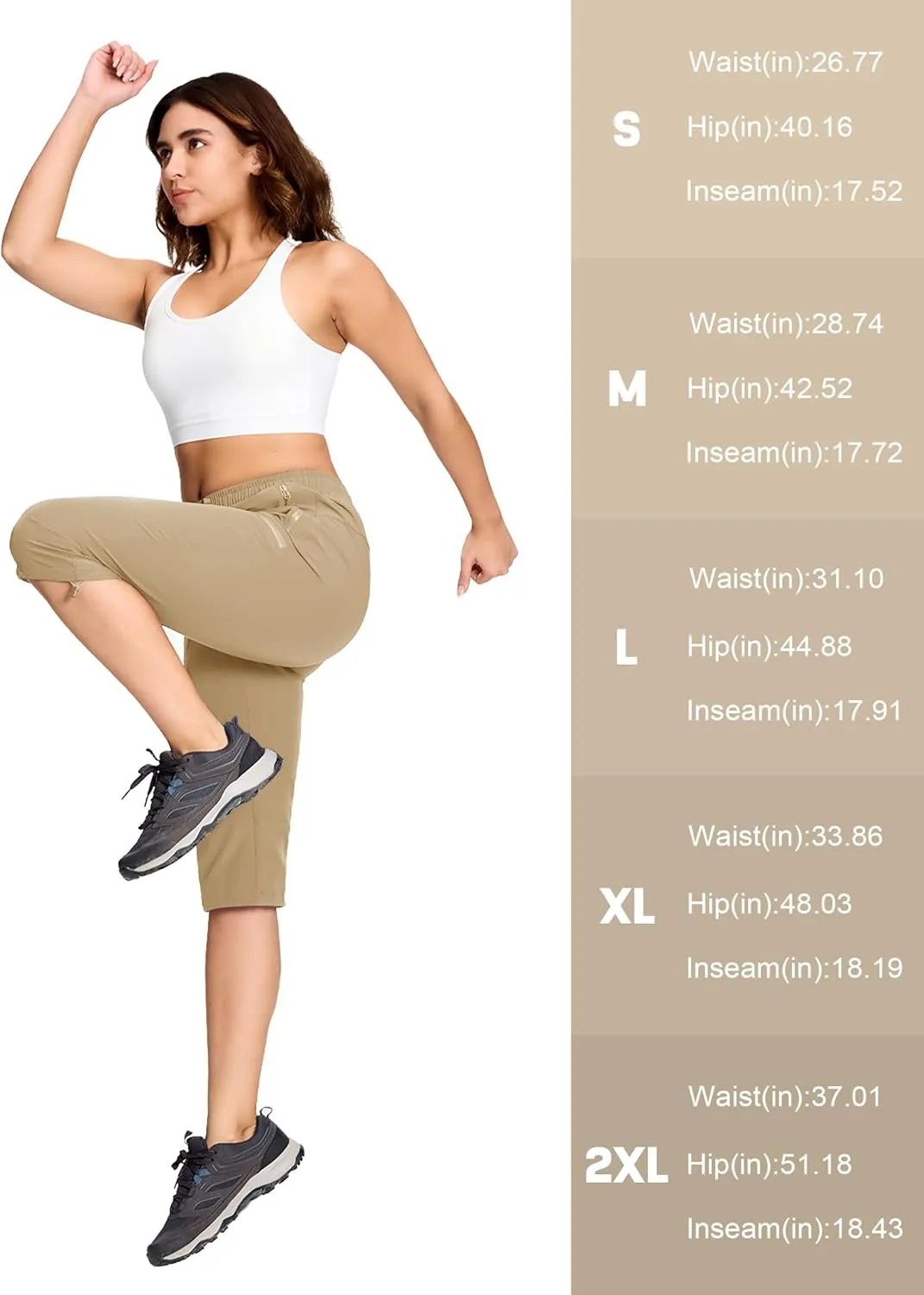 MAGCOMSEN Women's Hiking Capri Pants UPF 50  Lightweight Quick Dry Casual Golf Cargo Crop Pants with 5 Pockets Summer