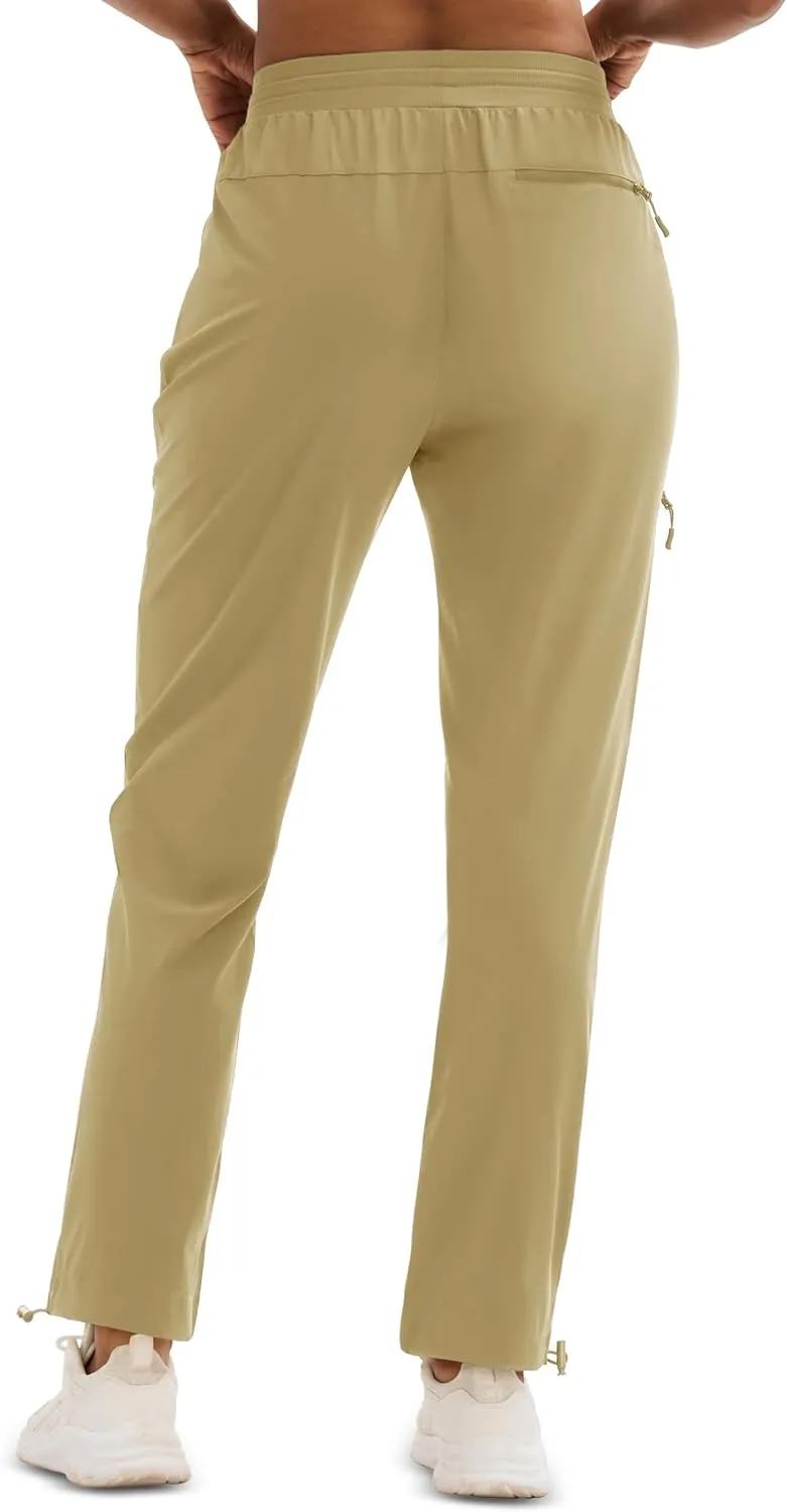MAGCOMSEN Women's Hiking Pants UPF 50  Water Resistant Quick Dry Lightweight Elastic Waist Cargo Pants with 4 Pockets