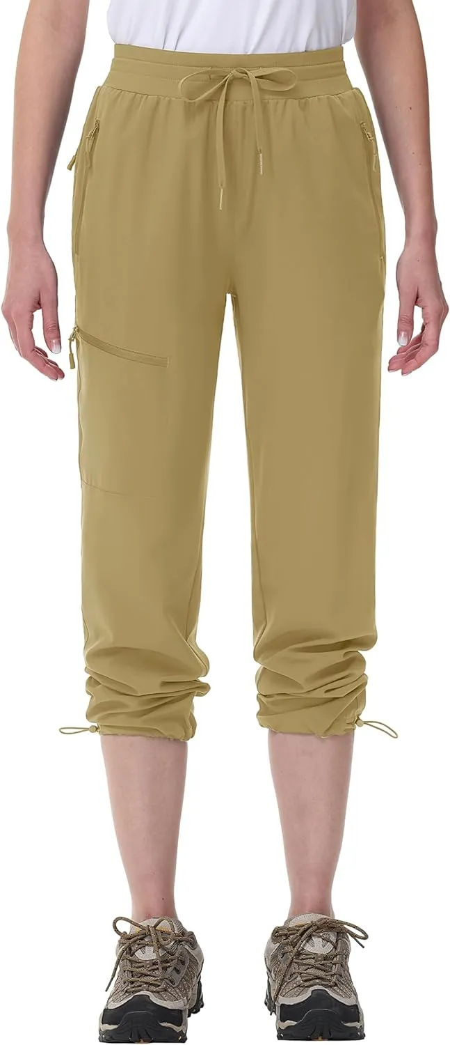 MAGCOMSEN Women's Hiking Pants UPF 50  Water Resistant Quick Dry Lightweight Elastic Waist Cargo Pants with 4 Pockets