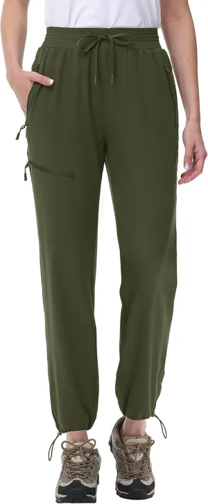 MAGCOMSEN Women's Hiking Pants UPF 50  Water Resistant Quick Dry Lightweight Elastic Waist Cargo Pants with 4 Pockets