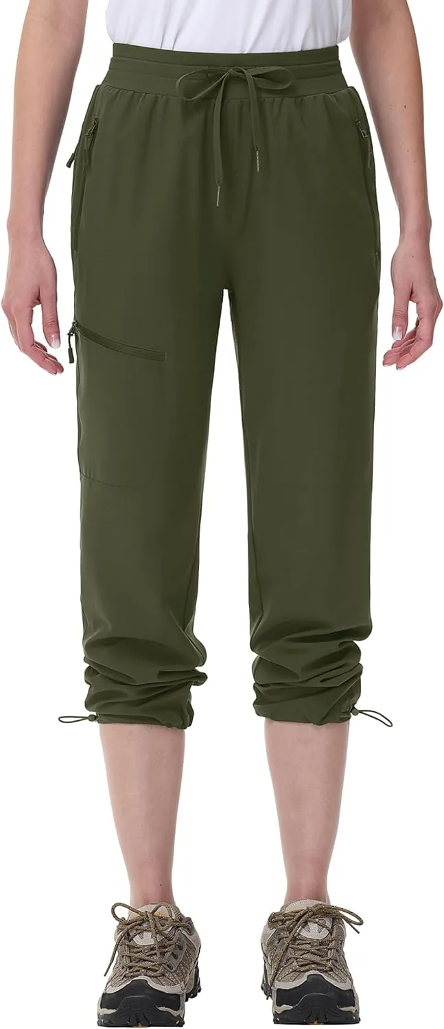 MAGCOMSEN Women's Hiking Pants UPF 50  Water Resistant Quick Dry Lightweight Elastic Waist Cargo Pants with 4 Pockets