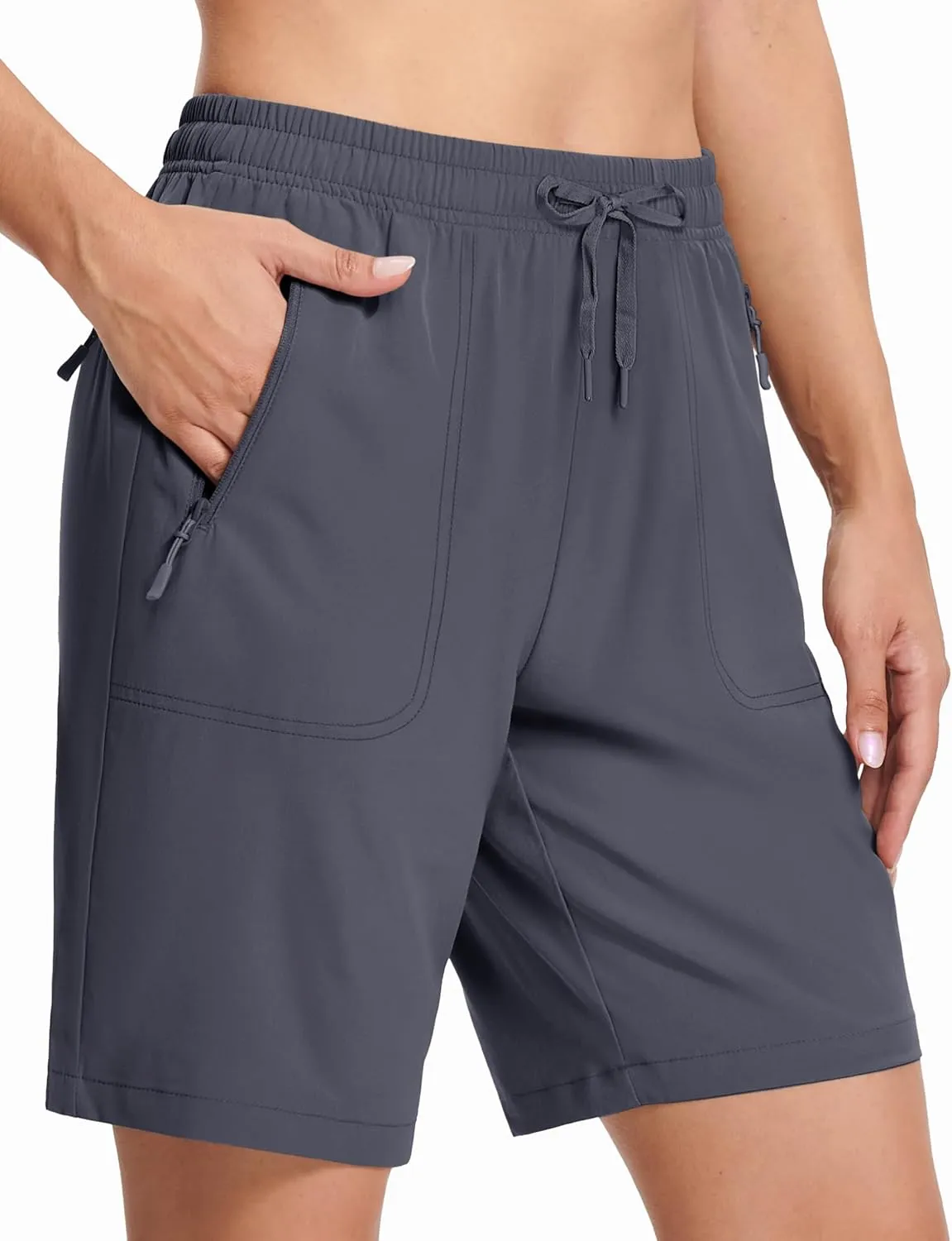MAGCOMSEN Women's Hiking Shorts Lightweight Quick Dry 8" Golf Shorts Water Resistant with 3 Zipper Pockets