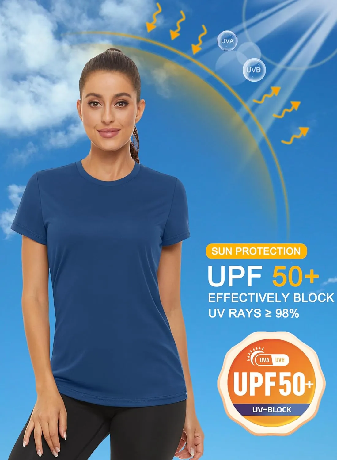 MAGCOMSEN Women's Short Sleeve T-Shirts UPF 50  Sun Protection Quick Dry Athletic Running Workout Rash Guard Tops