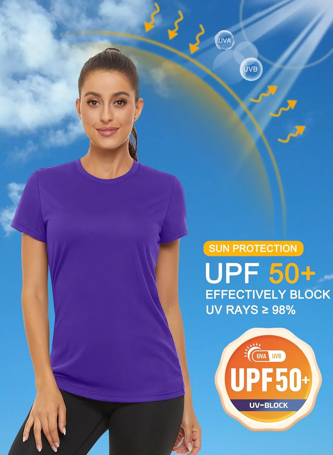 MAGCOMSEN Women's Short Sleeve T-Shirts UPF 50  Sun Protection Quick Dry Athletic Running Workout Rash Guard Tops