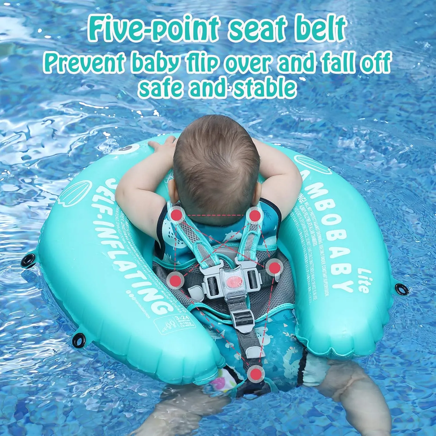 Mambobaby Float Self-Inflating Baby Swim Float with Canopy, Compressible Folding Pool Baby Float, Upgrade Soft Waterproof Skin-Friendly Material Toddler Swim Float (Standard Edition)