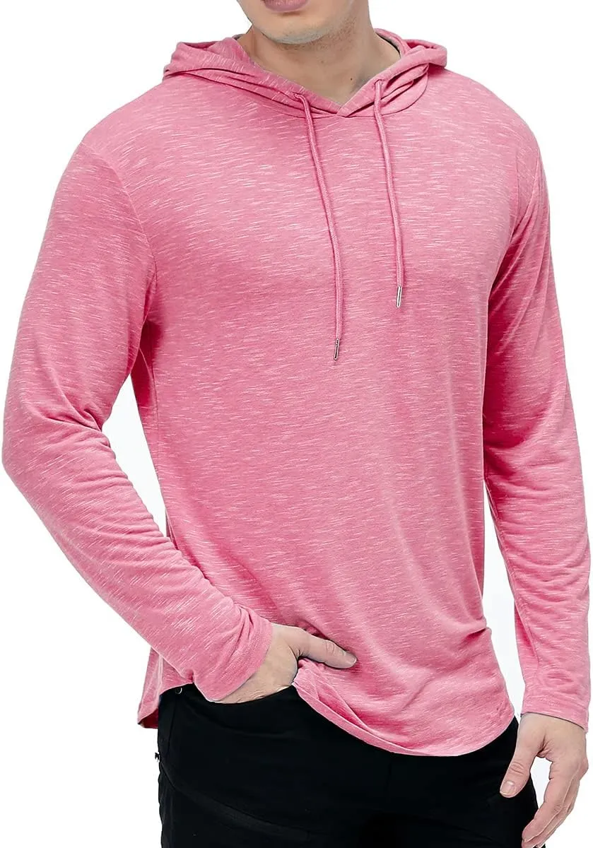 MANSDOUR Men's Athletic Hooded Shirts Long Sleeve Workout Sport Hoodie Casual Running T Shirt Quick Dry Pullover Top