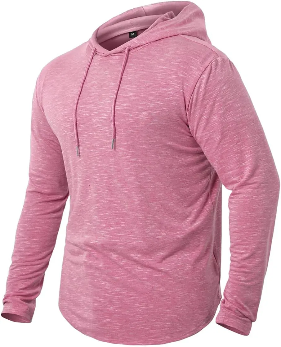 MANSDOUR Men's Athletic Hooded Shirts Long Sleeve Workout Sport Hoodie Casual Running T Shirt Quick Dry Pullover Top