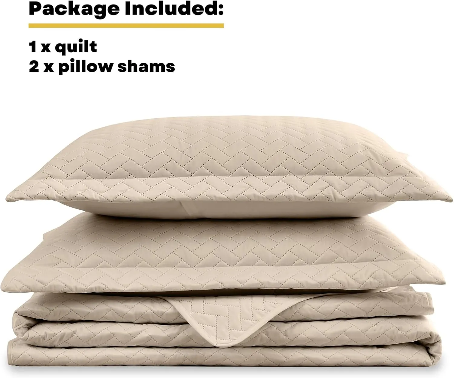 Maple&Stone Quilt Set Queen Size, Lightweight Beige Bedspread Ultrasonic Chevron Pattern Light Coverlet for All Season Comforter Bedding Decor - 3 Piece Full Bed Cover Sets