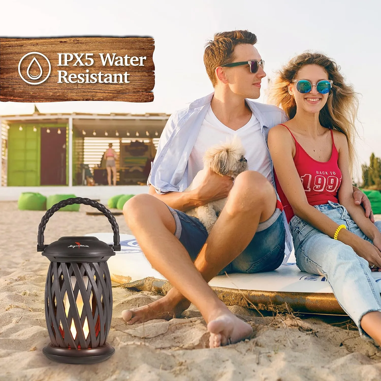 Margaritaville Tiki Torch - Waterproof Bluetooth Speaker, Portable Party Speaker with Flickering LED Lights, Perfect for Travel, Parties, Yards, and Pools