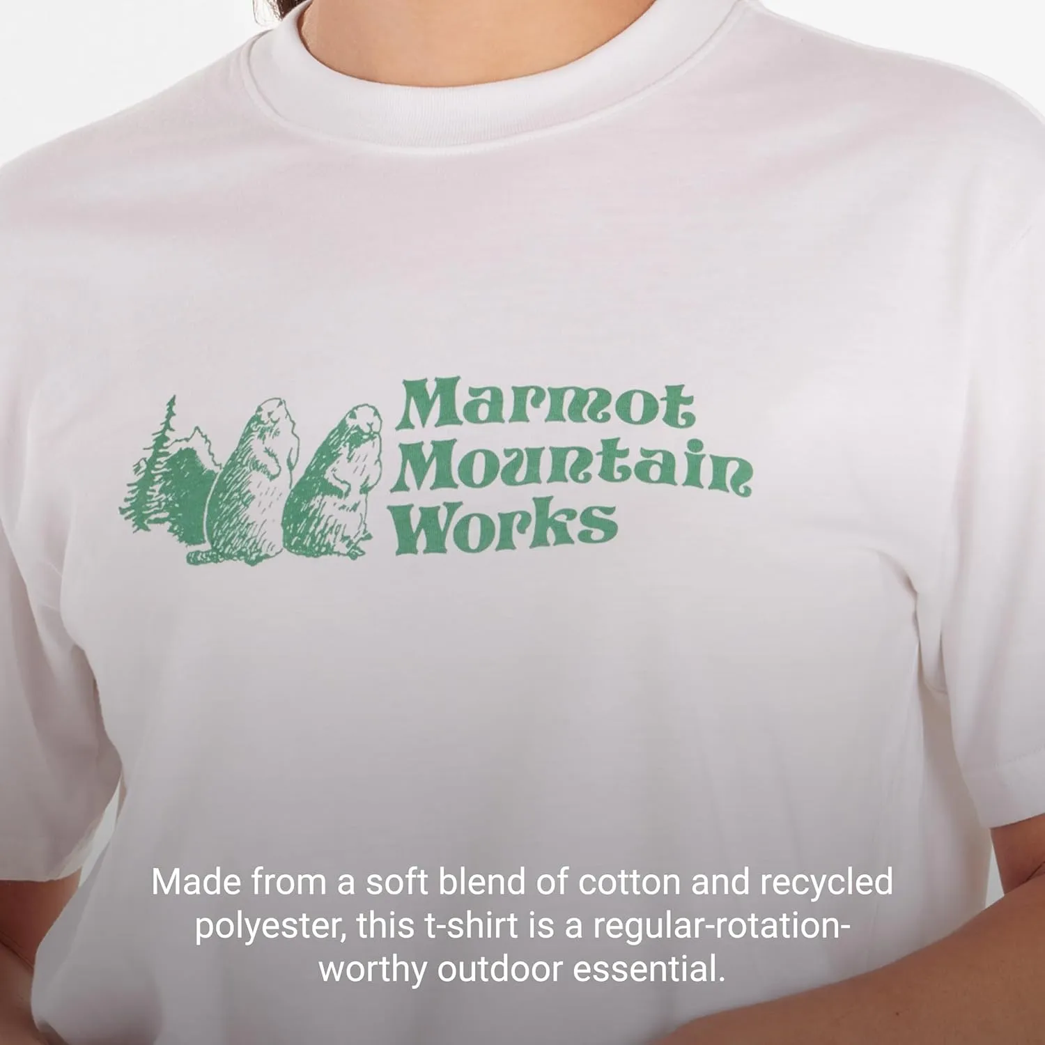 MARMOT Women's MMW Short-Sleeve Tee Shirt - Screen Printed Graphic on Soft, Breathable, Eco-Friendly Cotton/Poly Blend