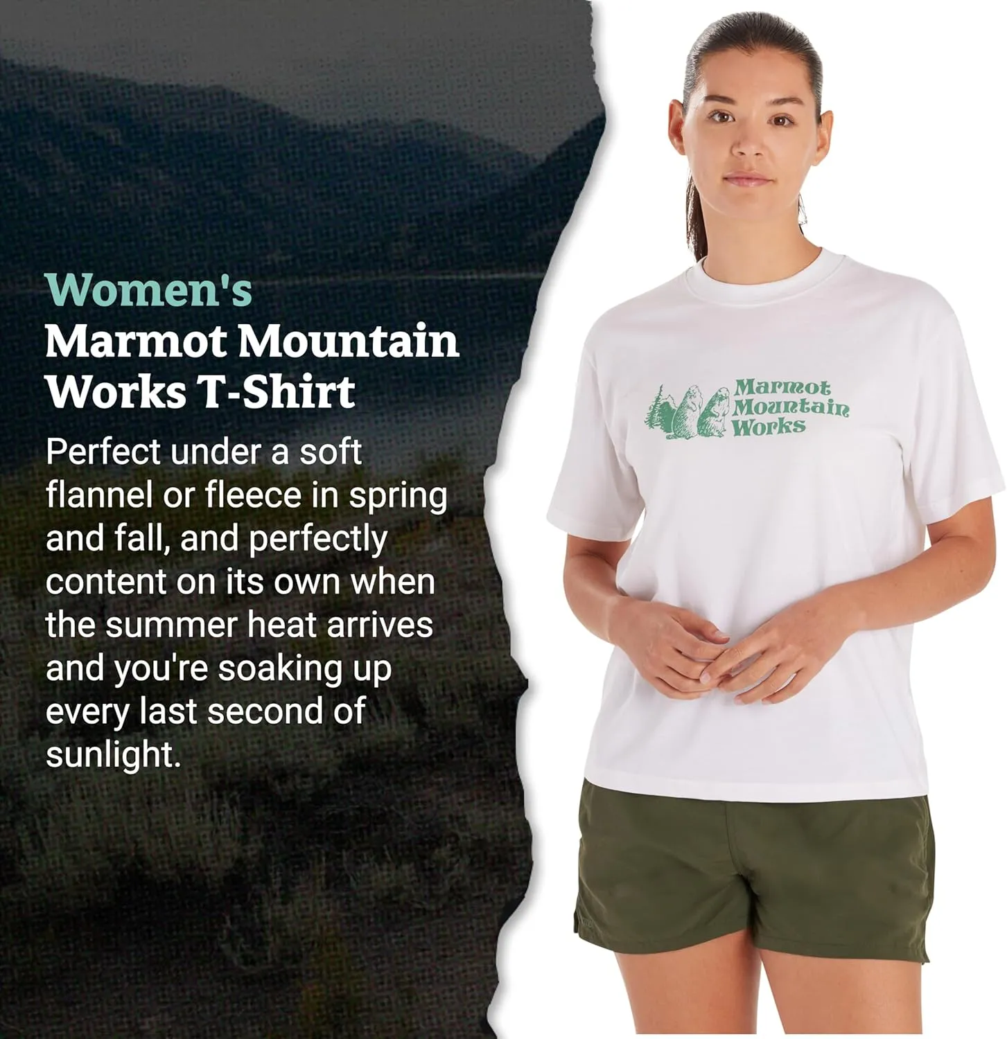 MARMOT Women's MMW Short-Sleeve Tee Shirt - Screen Printed Graphic on Soft, Breathable, Eco-Friendly Cotton/Poly Blend