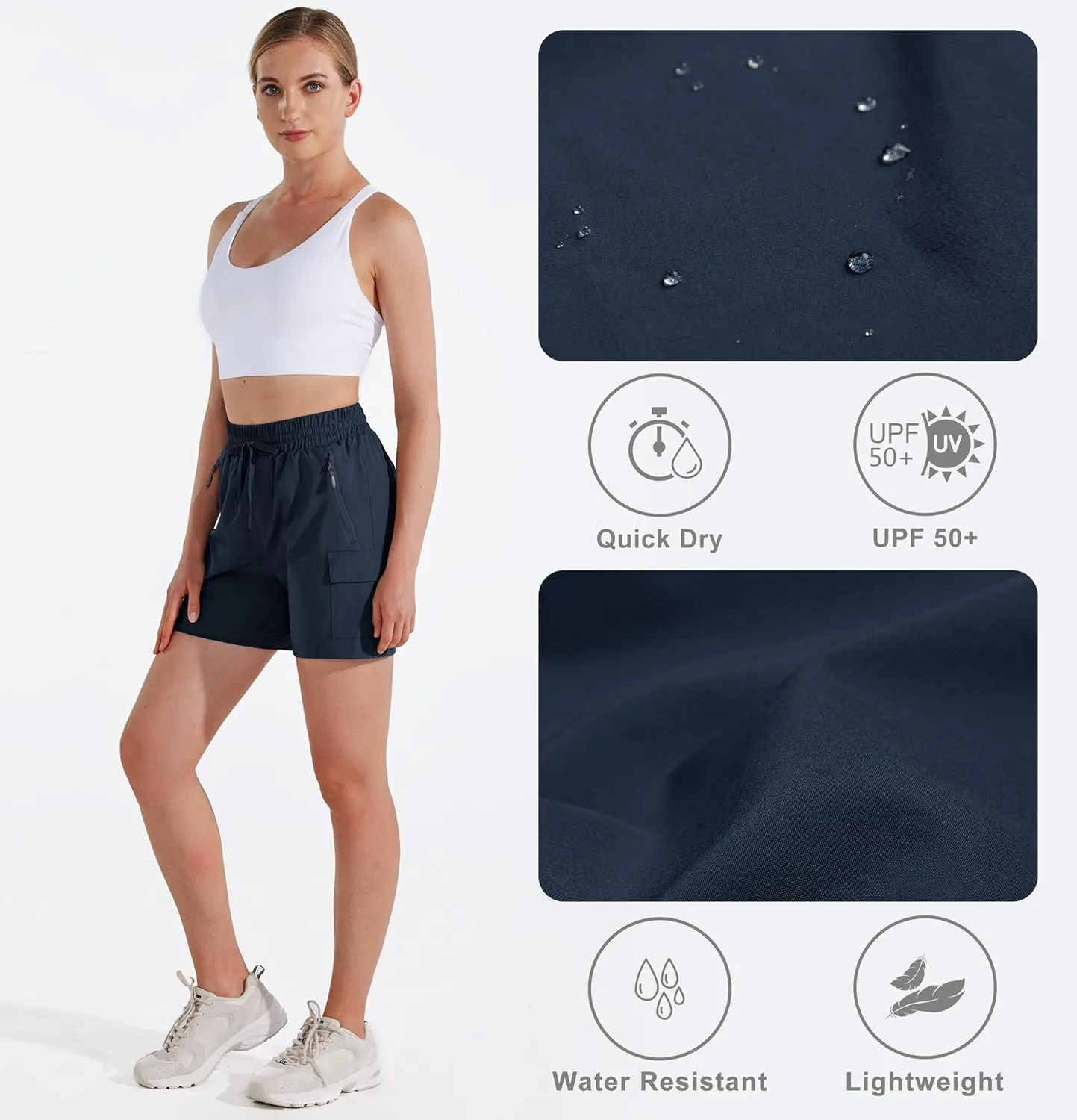 MASKERT Women's Hiking Cargo Shorts 5" 7" 9" Quick Dry Athletic Golf Shorts Lightweight Running Summer Casual Shorts