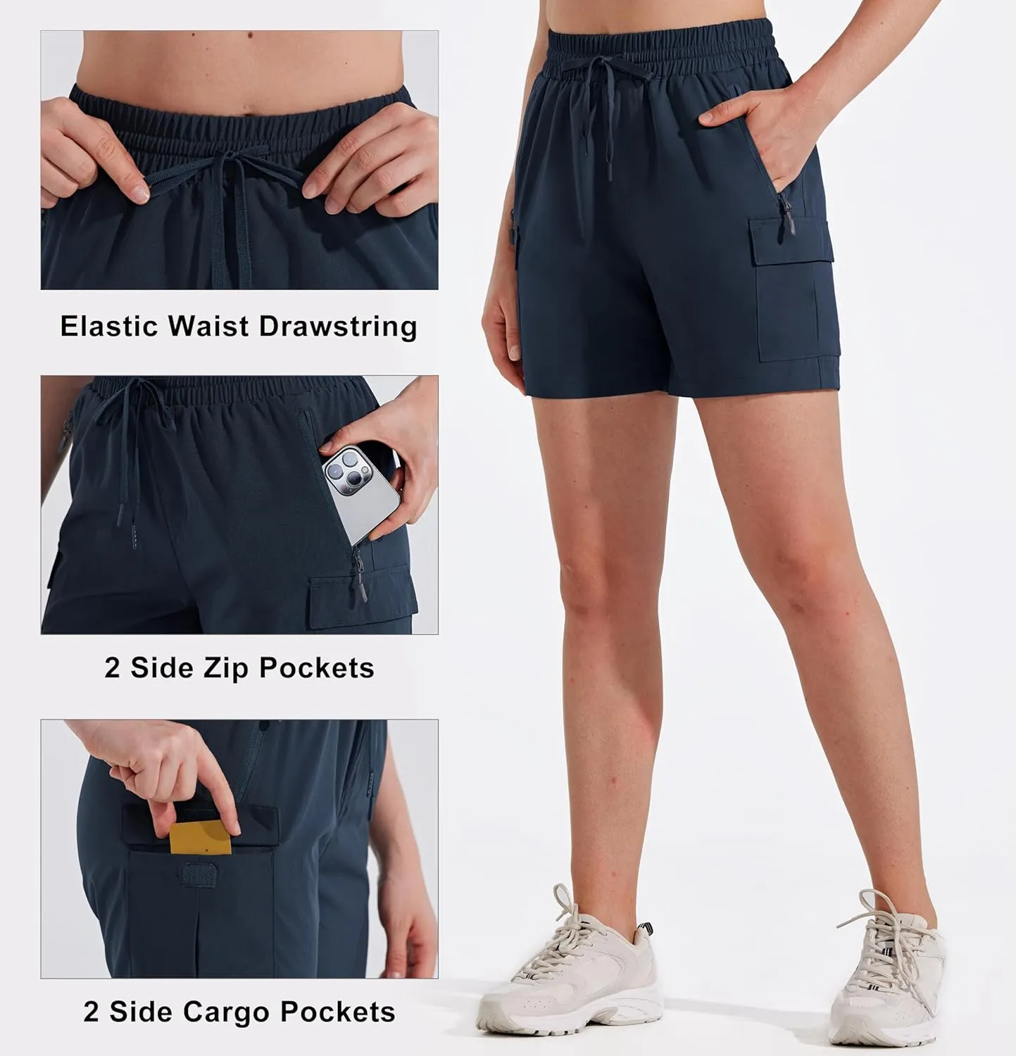 MASKERT Women's Hiking Cargo Shorts 5" 7" 9" Quick Dry Athletic Golf Shorts Lightweight Running Summer Casual Shorts