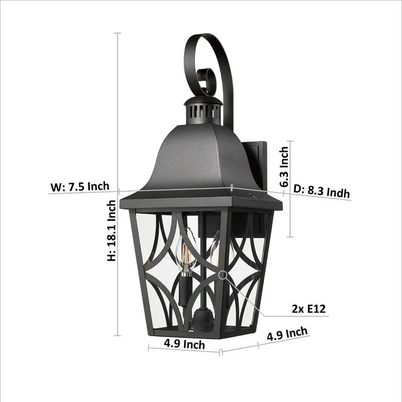 Matte Black Waterproof Wall Lantern