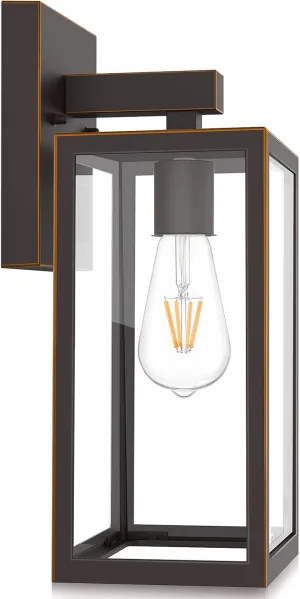 MAXvolador Outdoor Wall Lantern, Exterior Waterproof Wall Sconce Light Fixture, Oil Rubbed Bronze Anti-Rust Mount Light Glass, E26 Porch Patio Lighting