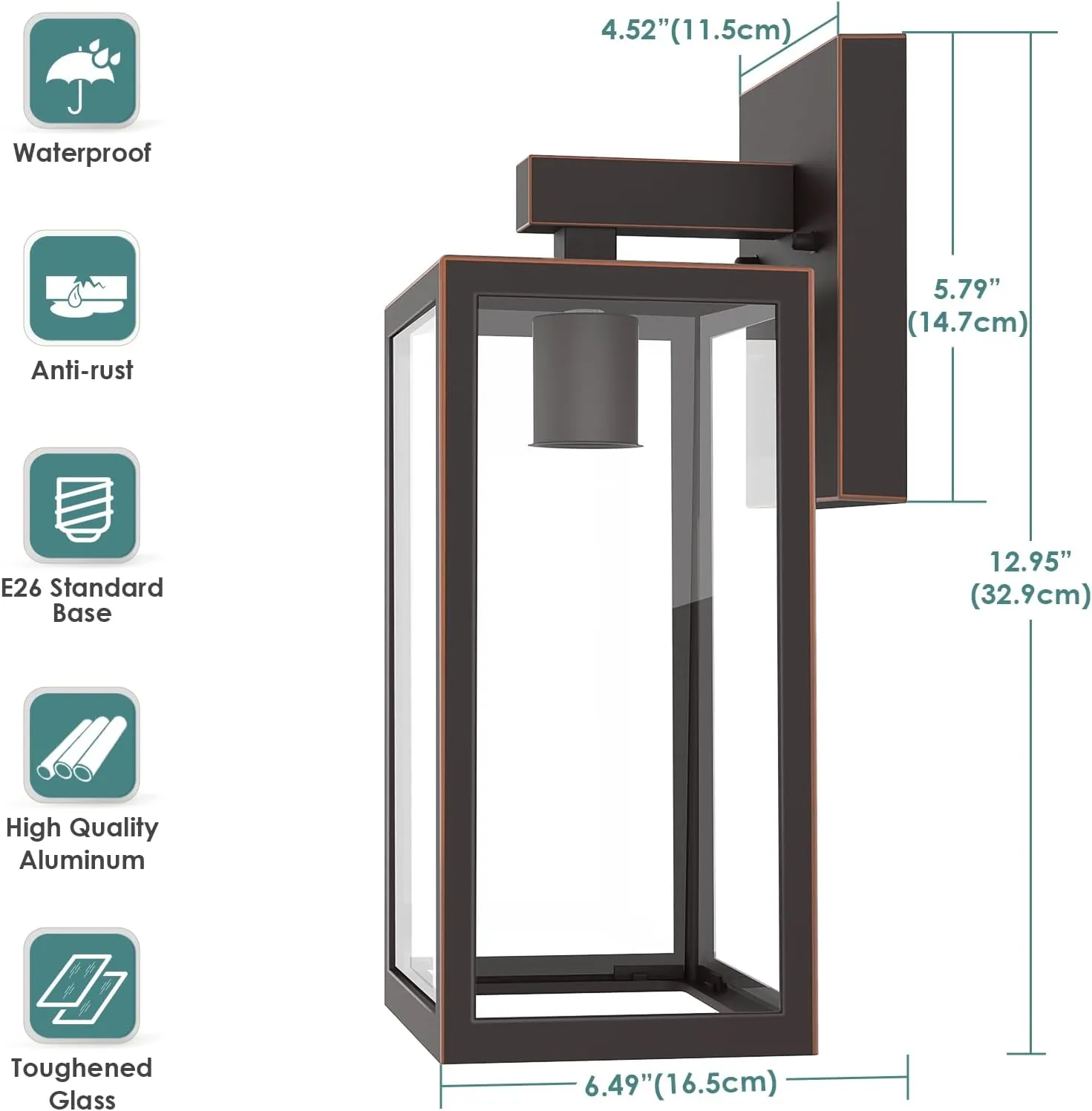 MAXvolador Outdoor Wall Lantern, Exterior Waterproof Wall Sconce Light Fixture, Oil Rubbed Bronze Anti-Rust Mount Light Glass, E26 Porch Patio Lighting