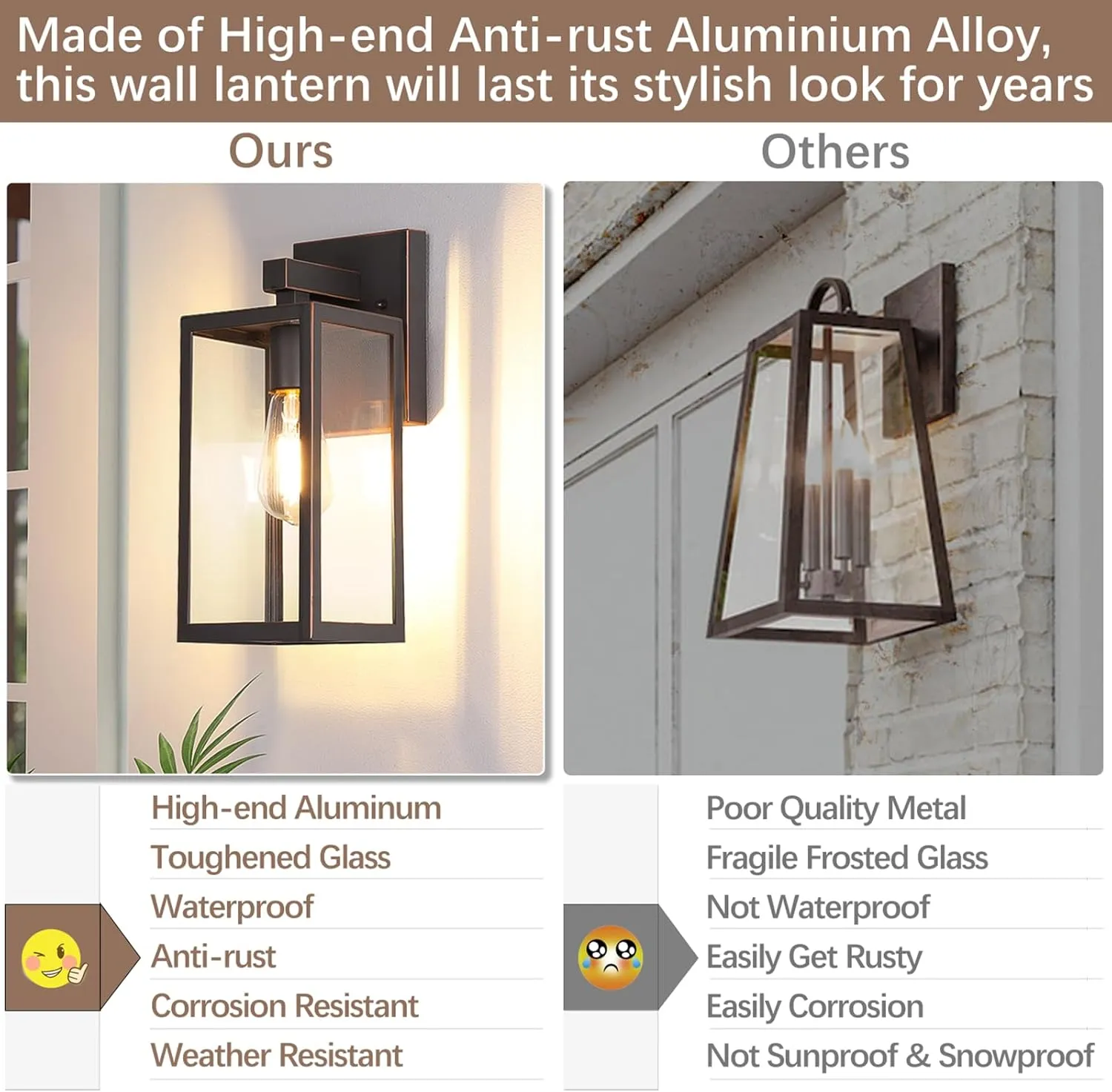 MAXvolador Outdoor Wall Lantern, Exterior Waterproof Wall Sconce Light Fixture, Oil Rubbed Bronze Anti-Rust Mount Light Glass, E26 Porch Patio Lighting