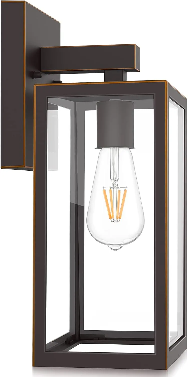 MAXvolador Outdoor Wall Lantern, Exterior Waterproof Wall Sconce Light Fixture, Oil Rubbed Bronze Anti-Rust Mount Light Glass, E26 Porch Patio Lighting