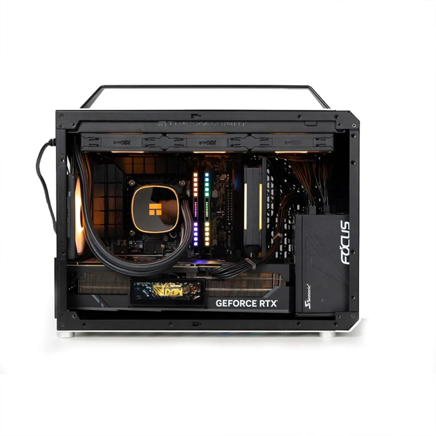Mechanic master C30pro Side penetrating 360 Water-Cooled Matx/ITX Portable Desktop Computer Aluminum Alloy case (Elegant Black)
