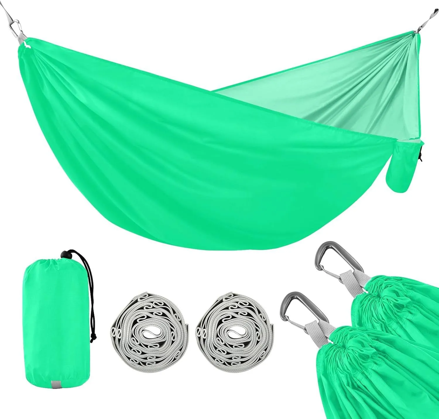 Medium Spring Green Solid Color Pure Plain 330lb Capacity Outdoor Hammocks with Tree Straps Tree Hammock for Outside Camping Essentials sillas para acampar