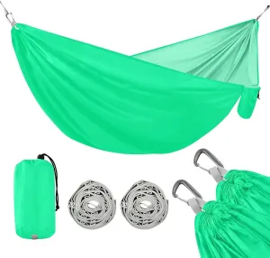 Medium Spring Green Solid Color Pure Plain 330lb Capacity Outdoor Hammocks with Tree Straps Tree Hammock for Outside Camping Essentials sillas para acampar
