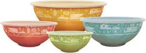 Melamine Bowls with Lids - 4 BPA Free Nesting Bowls with (New and Imporved) Lids Set for Indoor & Outdoor Dining - Sturdy, Lightweight, & Top Shelf Dishwasher Suitable Camping Bowl Set