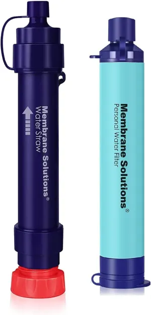 Membrane Solutions Water Filter Straw S1, 5,000L Water Purifier Survival Gear and Equipment with Blue Personal Water Filter Straw*1