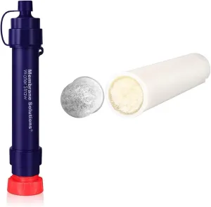 Membrane Solutions WS02 Water Filter Straw, Detachable 4-Stage 0.1-Micron Portable Water Filter Camping, 5000L Water Purifier Survival Gear and Equipment for Travel & Emergency (1 Pack   1 Filters)