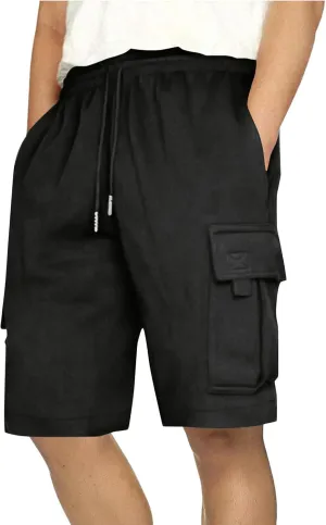 Men's Cargo Shorts Multi-Pockets Casual Workout Shorts Solid Color Lightweight Hiking Shorts for Camping Hiking