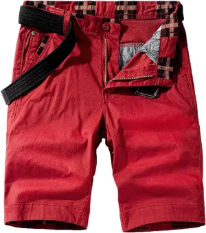 Mens Cargo Shorts Multi-Pockets Loose Fit Work Shorts Solid Color Lightweight Hiking Shorts for Fishing Hiking