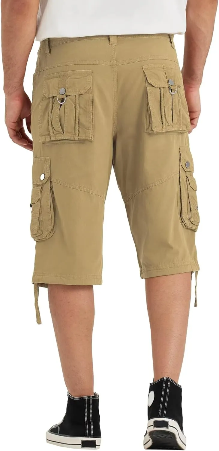 Mens Cargo Shorts with 8 Pockets Long Below Knee Length Relaxed Fit Casual Hiking Work Outdoor