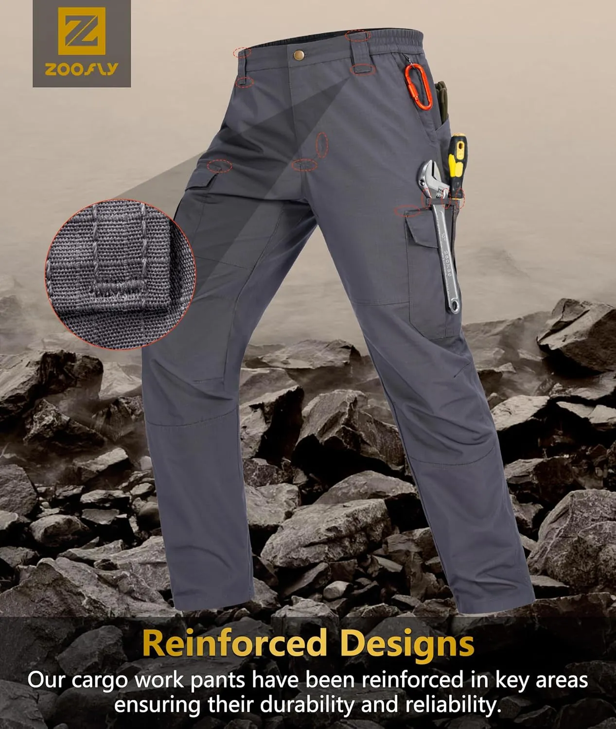 Mens Cargo Work Pants Waterproof Hiking Pants for Men Ripstop Tactical Pants Multi Work Pants with 7 Pockets