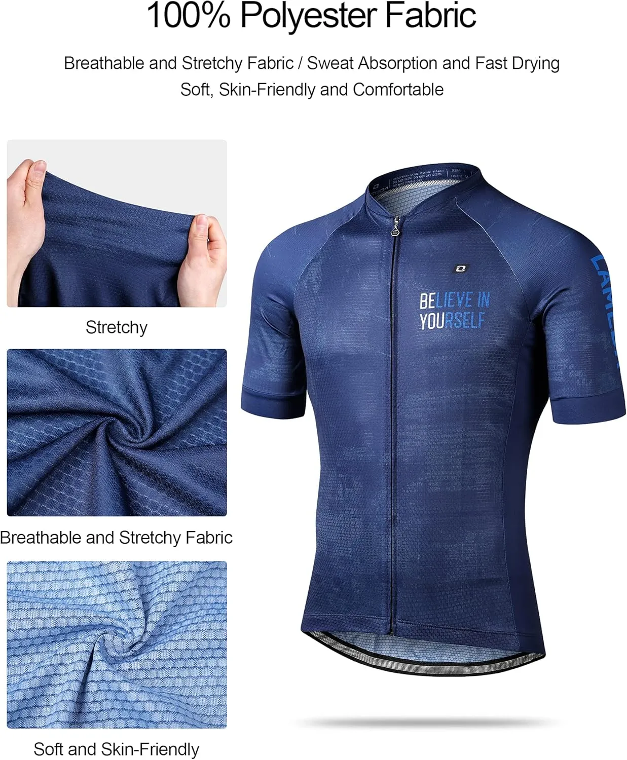 Men's Cycling Jersey Breathable Lightweight Short Sleeve Elastic Pro Road Bike Shirt Full Zip