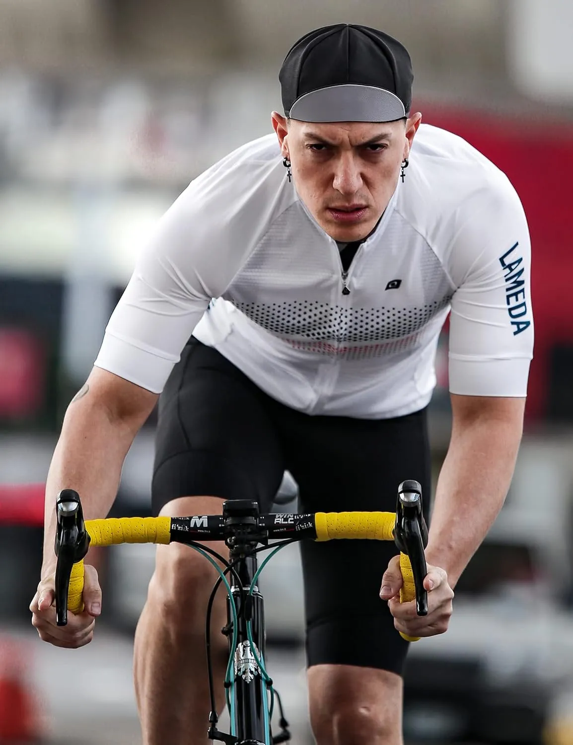 Men's Cycling Jersey Breathable Lightweight Short Sleeve Elastic Pro Road Bike Shirt Full Zip