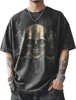 Mens Graphic T-Shirts 90s Rock Summer Big and Tall Workout Breathable Quick Dry Short Sleeve 100% Cotton Tee Shirts