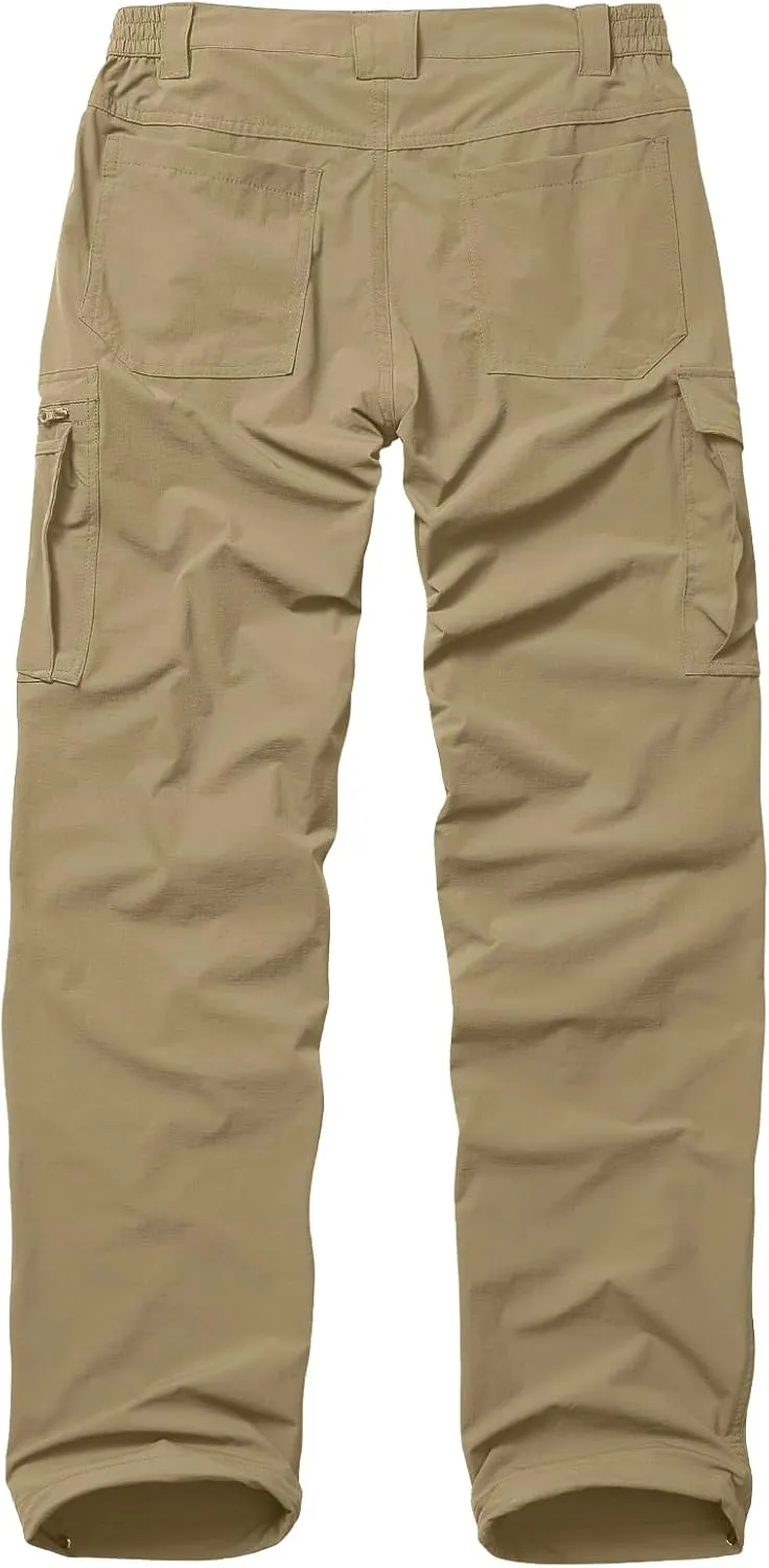 Mens Hiking Cargo Pants Quick Dry Lightweight Water-Resistant Safari Fishing Outdoor Work Pants with Multiple Pockets
