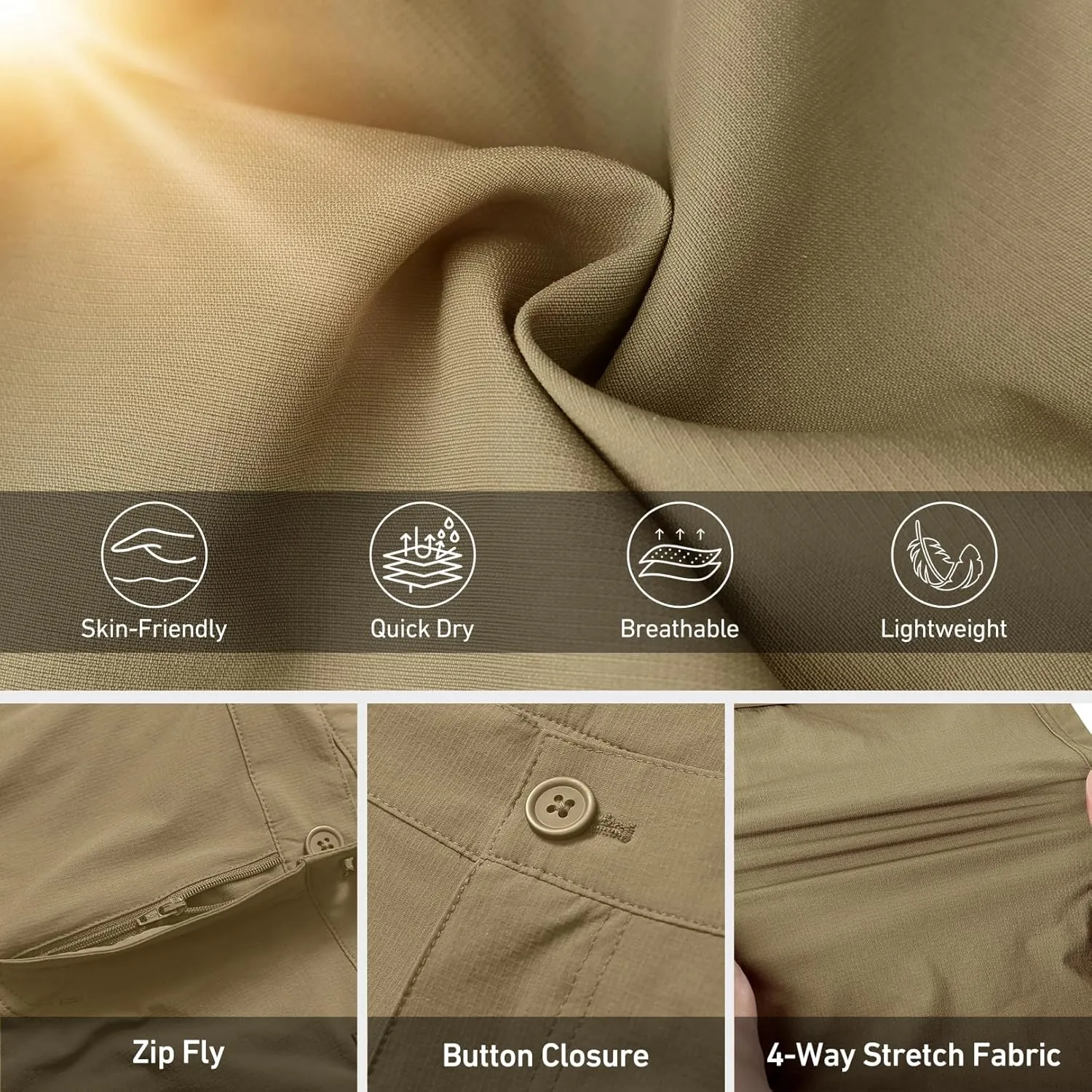 Mens Hiking Cargo Pants Quick Dry Lightweight Water-Resistant Safari Fishing Outdoor Work Pants with Multiple Pockets