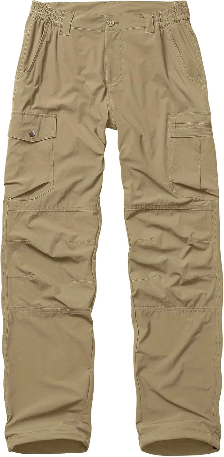 Mens Hiking Cargo Pants Quick Dry Lightweight Water-Resistant Safari Fishing Outdoor Work Pants with Multiple Pockets